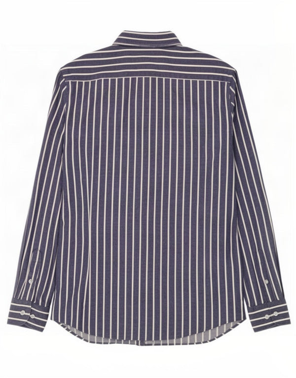 Camisa Massimo Dutti Hombre Large Azul Marino Raya diplomática Algodón