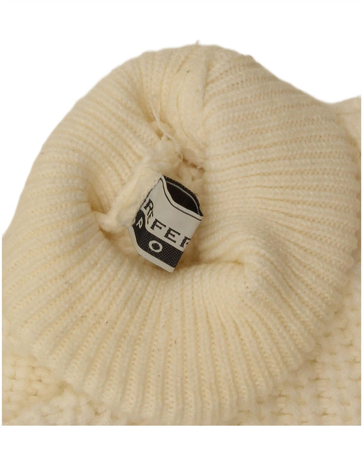 Vintage hombres rollo cuello jersey suéter XL blanco