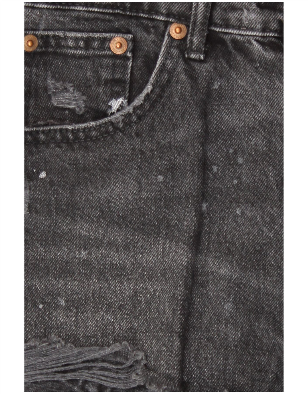 Zara Pantalones cortos de mezclilla desgastados para mujer EU 36 XS W26 Negro