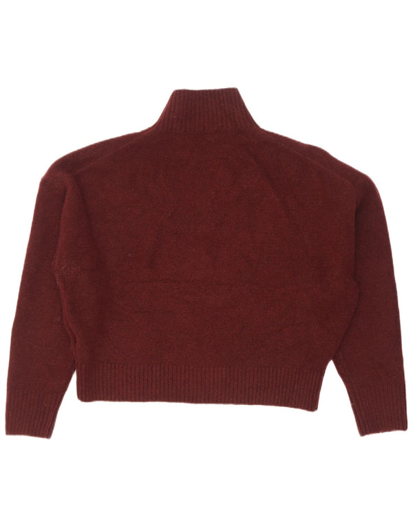 Zara Mujer Crop Oversize Cuello Alto Jersey Jersey UK 44 Medium Borgoña