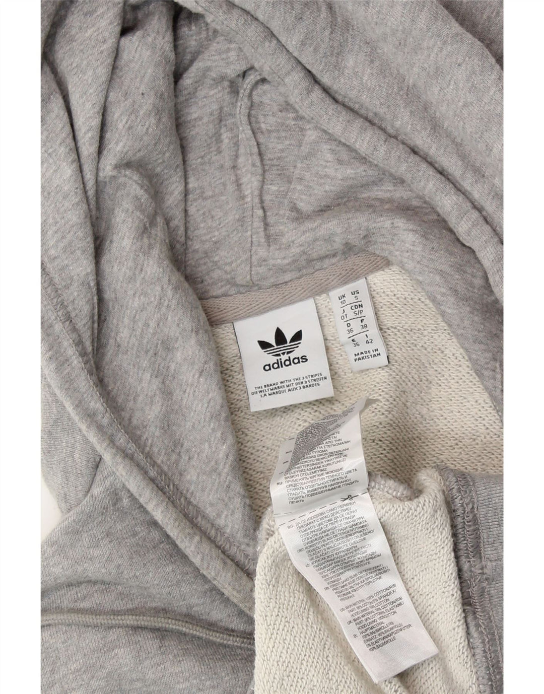 ADIDAS Jersey con capucha gráfico extragrande para mujer Reino Unido 10 Pequeño algodón gris