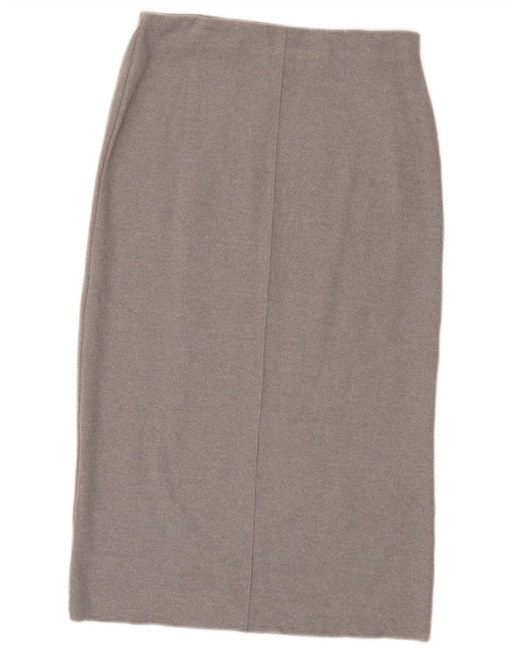 Zara Mujer Falda Midi De Cintura Alta Mediana W28 Poliéster Gris