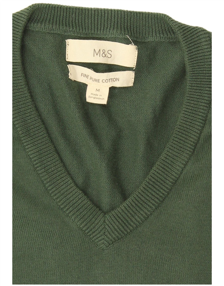 Marks & Spencer Jersey con Cuello en V para Hombre de algodón Verde Medio