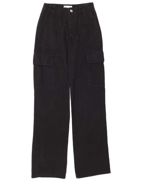 Zara Mujer Pantalón Cargo Holgado EU 32 2XS W22 L32 Algodón Negro