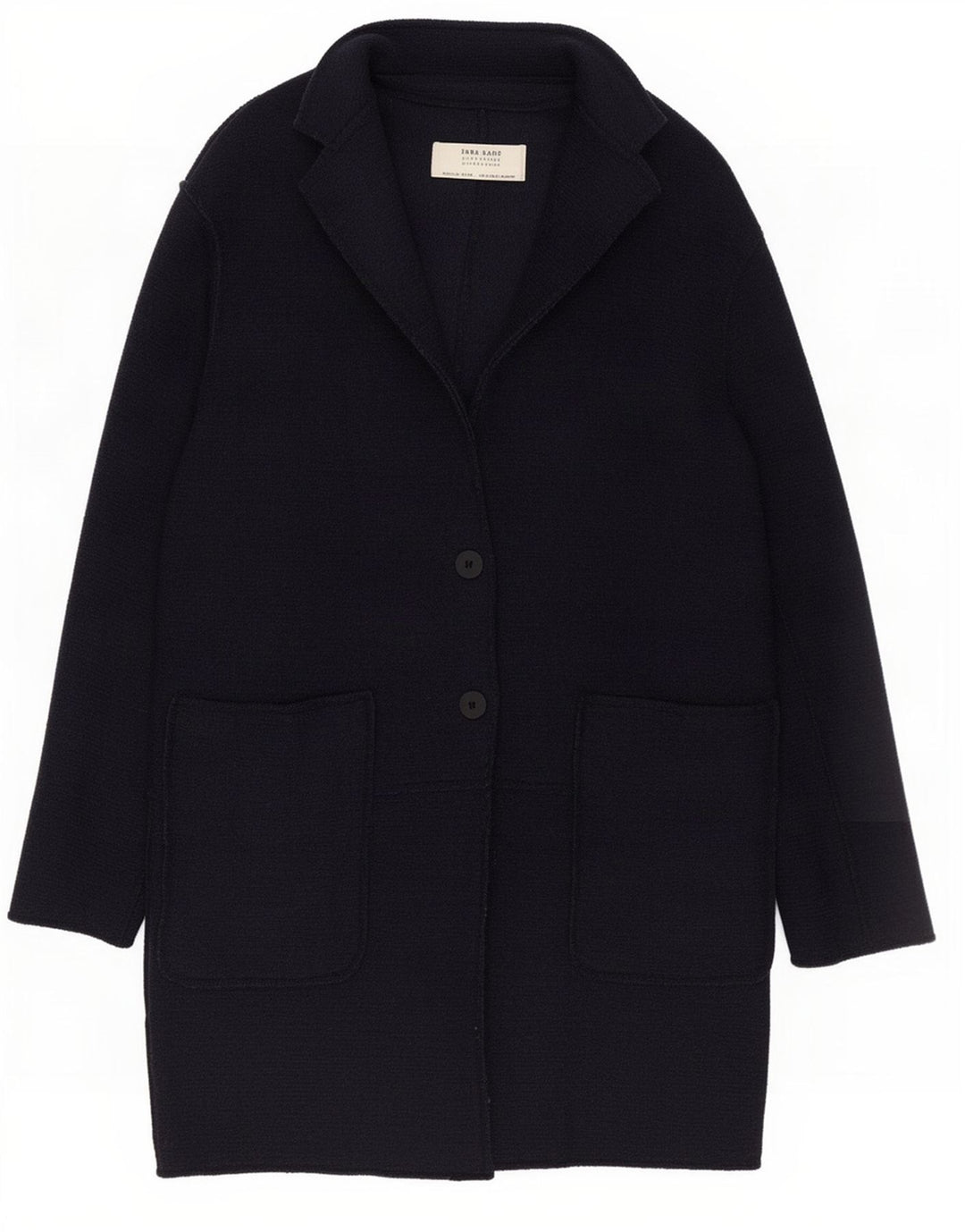 Zara Mujer Abrigo Extragrande UK 10 Small Lana Azul Marino