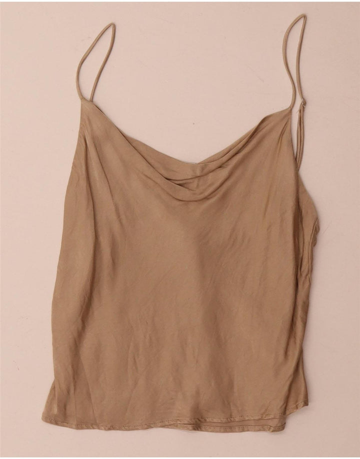 Zara Mujer Cami Top UK 10 Small Viscosa Beige