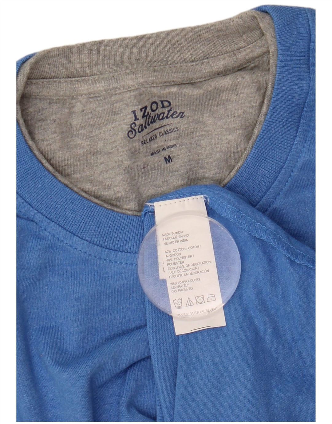 Izod Hombre Salt Water Camiseta Top Algodón Azul Medio