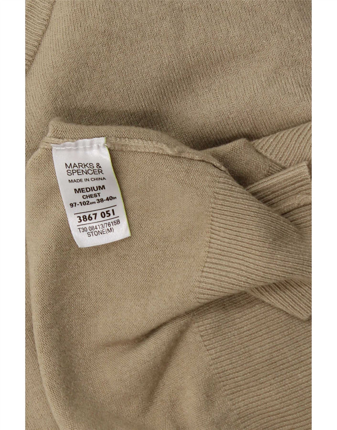 Marks & Spencer Jersey con Cuello en V Azul Harbor para Hombre Beige Medio