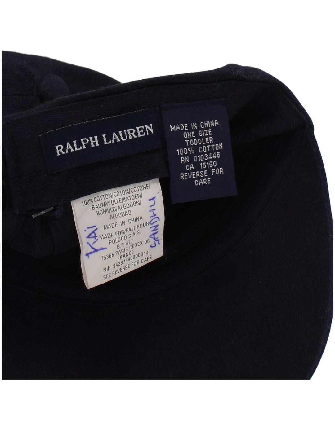 Ralph Lauren Gorra de béisbol con gráfico para niños, talla única, algodón azul marino
