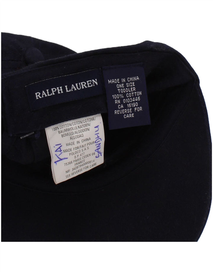 Ralph Lauren Gorra de béisbol con gráfico para niños, talla única, algodón azul marino