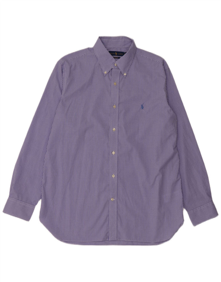 Ralph Lauren Camisa para hombre Talla 16 1/2 Grande Algodón a cuadros azul