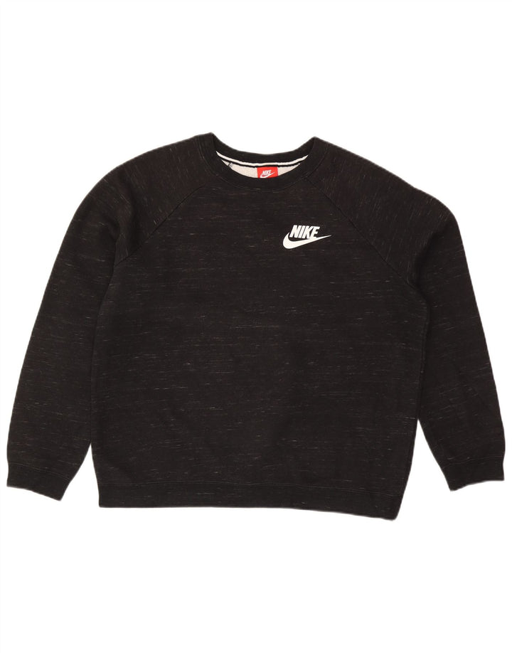 Nike - Sudadera para mujer (talla 40), talla grande, algodón moteado negro