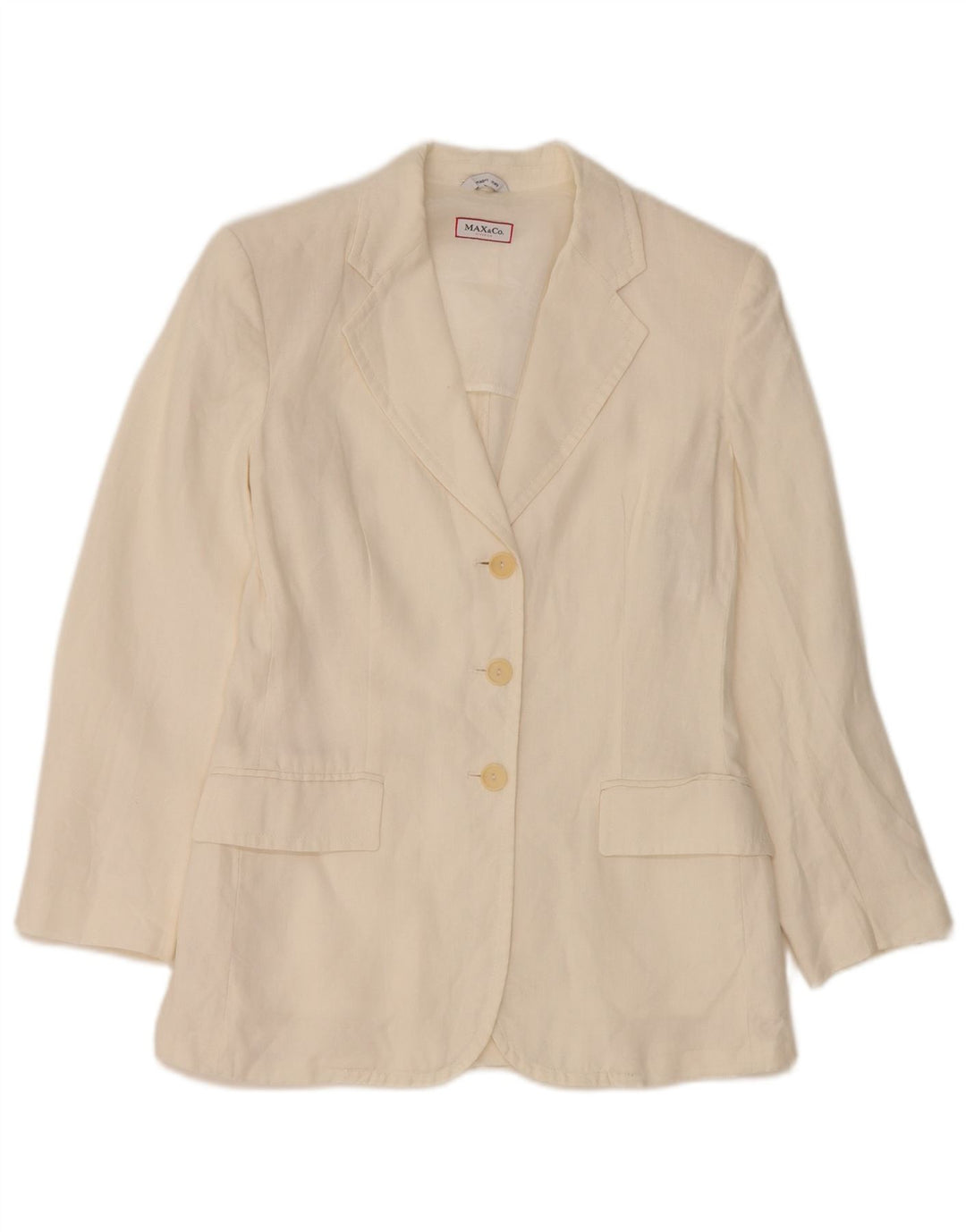 Max & Co. Chaqueta tipo blazer de 3 botones para mujer UK 8 Small White Linen