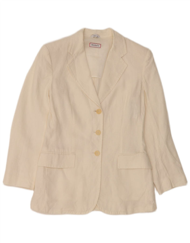 Max & Co. Chaqueta tipo blazer de 3 botones para mujer UK 8 Small White Linen