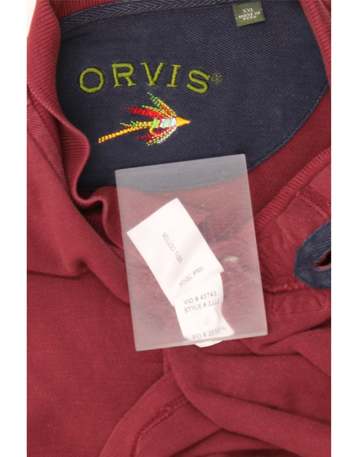 ORVIS Polo de manga larga para hombre 2XL Algodón burdeos