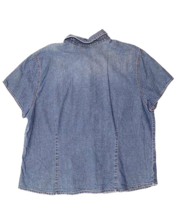 EDDIE BAUER Camisa vaquera de manga corta para mujer UK 40 XL Algodón azul