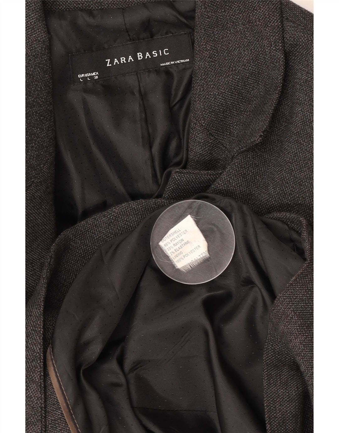 Zara Chaqueta Blazer De 1 Botón para Mujer UK 44 Grande Gris Poliéster Clásico