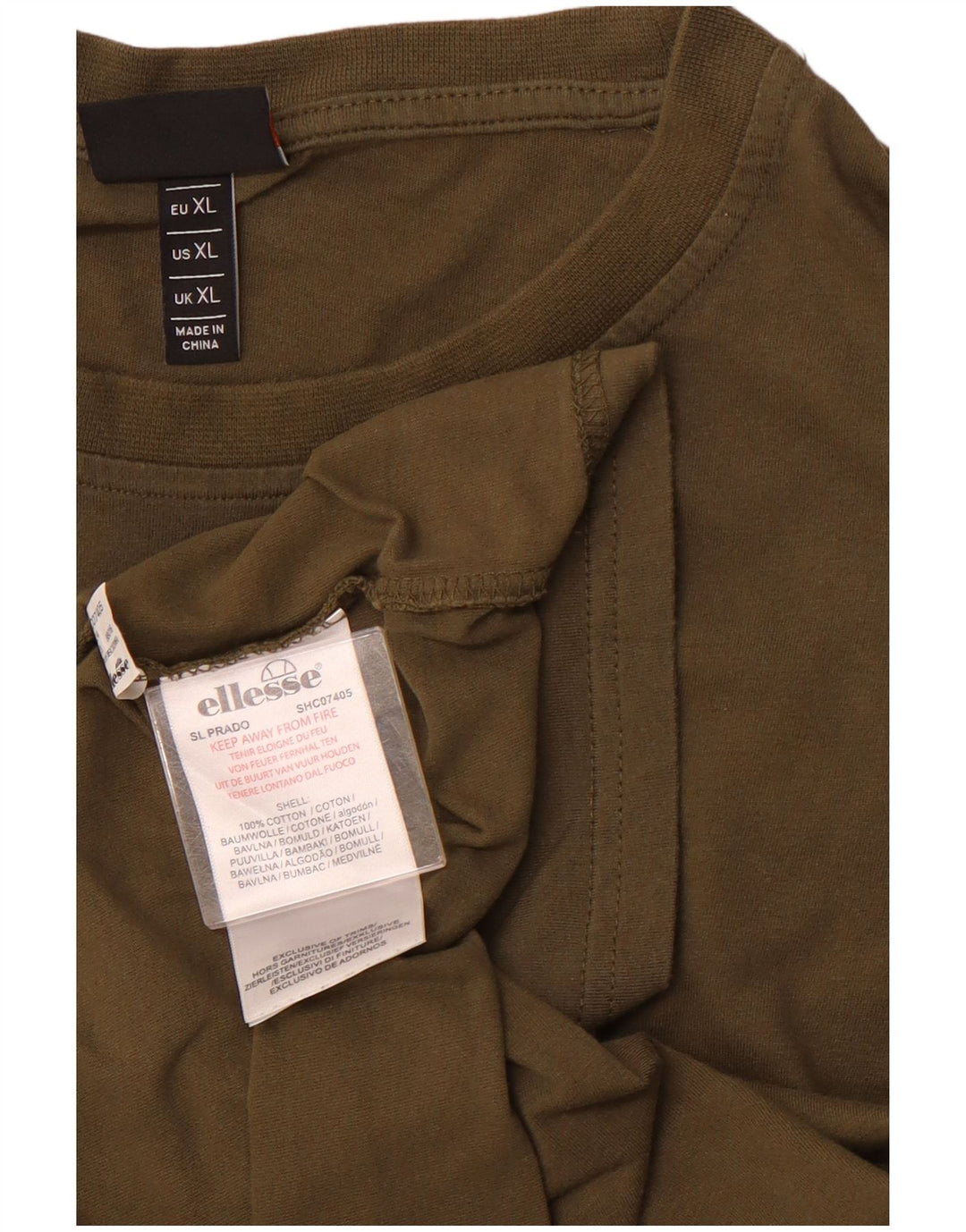 ELLESSE Camiseta gráfica para hombre Top XL Algodón caqui