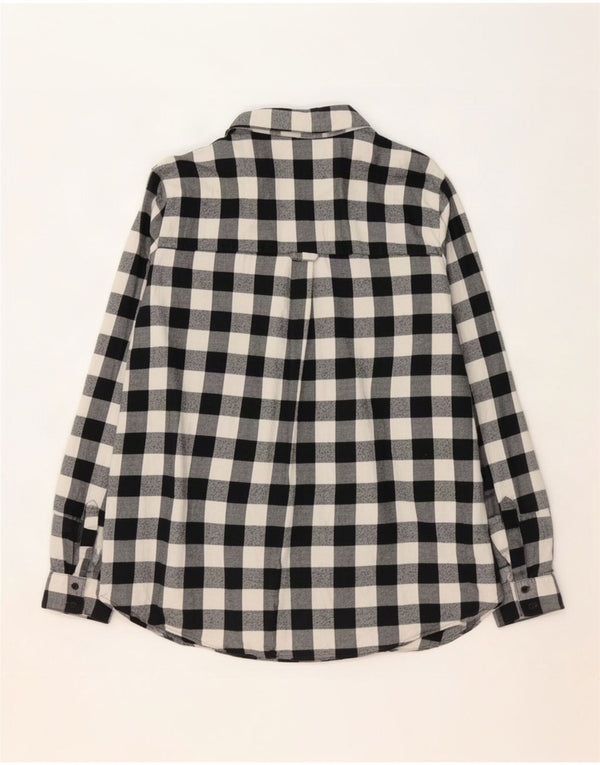 Zara Mujer Camisa De Franela UK 10 Small Black Check Cotton