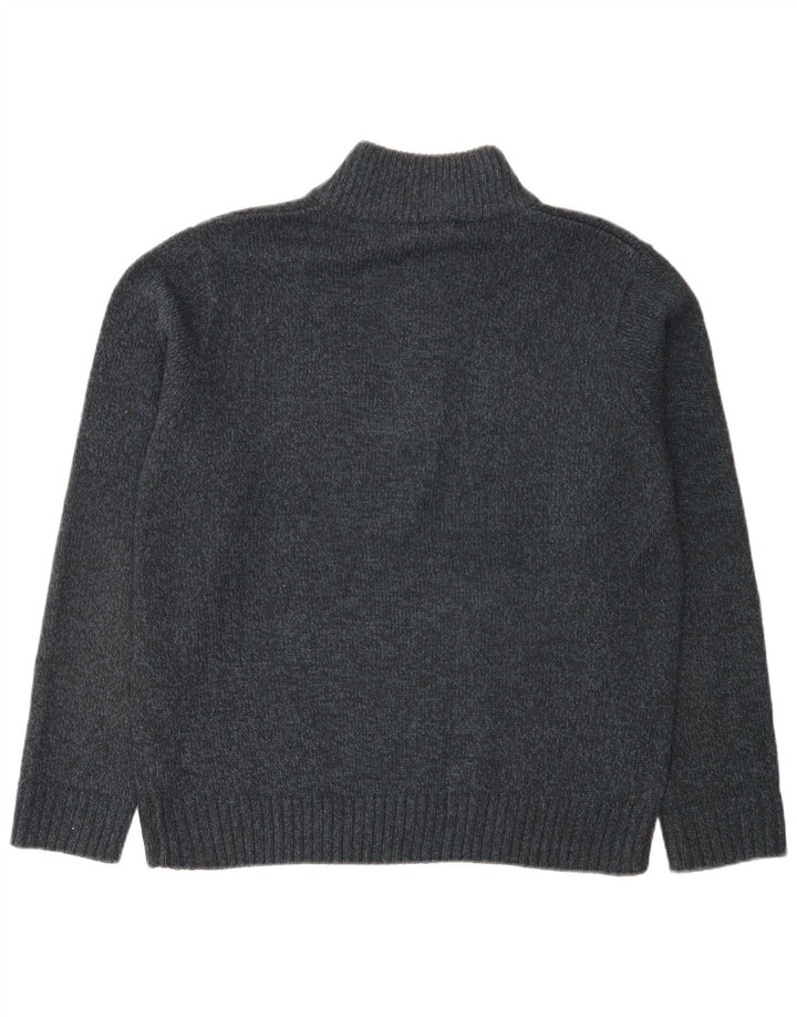 Marks & Spencer Jersey con cuello y botones para hombre, talla grande, moteado en azul marino