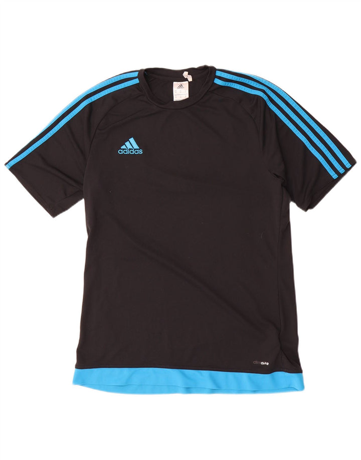 Adidas Hombre Climalite Camiseta Top Medio Negro Colorblock Poliéster