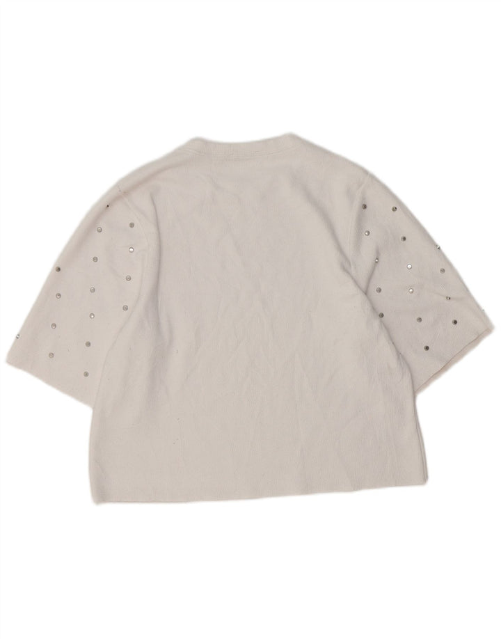 Zara Mujer Blusa Top UK 10 Small Blanco
