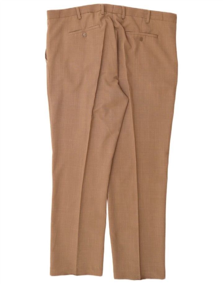 COTTON TRADERS Pantalón de traje recto para hombre W42 L31 Poliéster beige