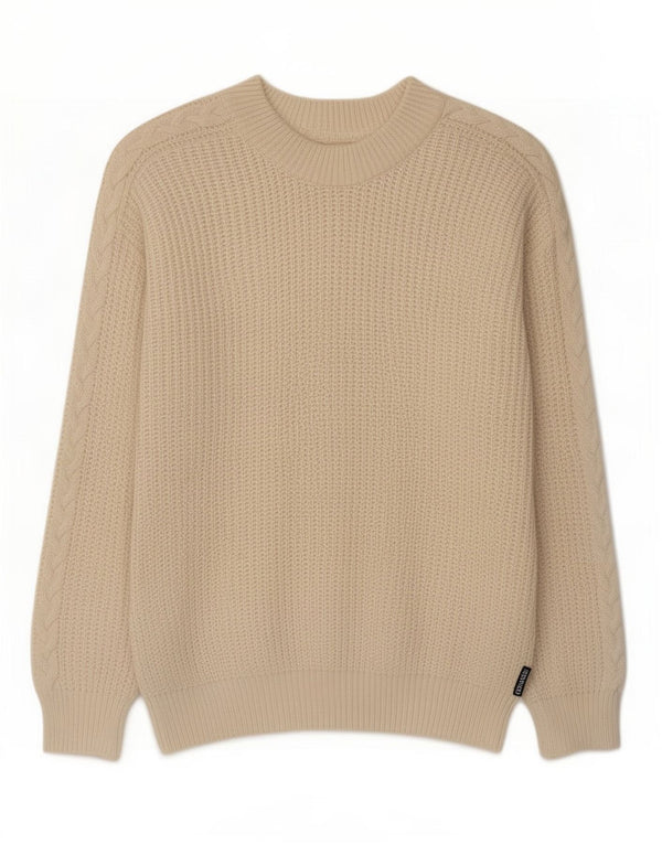 Zeta Zukki Mens Crew Neck Jumper Sweater IT 52 Large Off White Acrylic