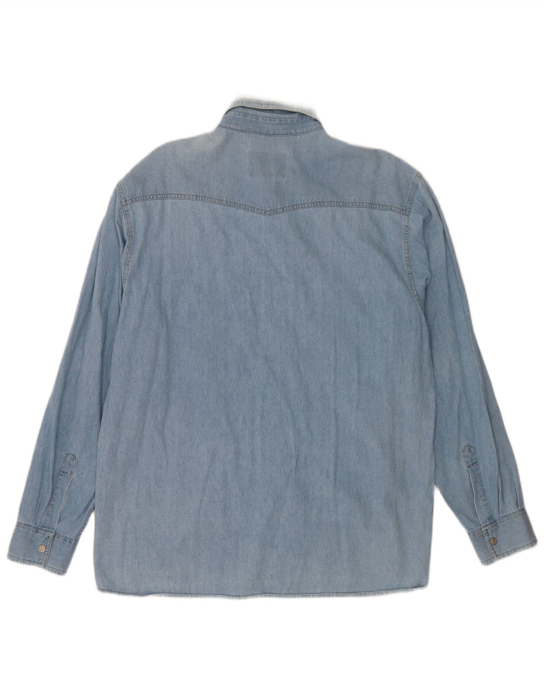 Camisa vaquera vintage para hombre algodón azul grande