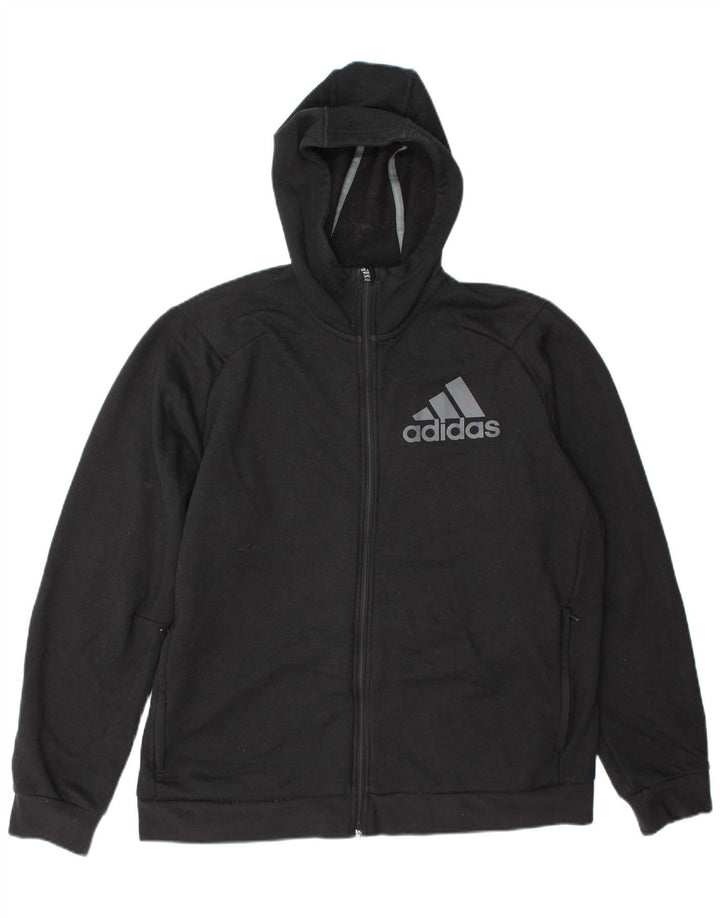 Adidas Sudadera con capucha y cremallera gráfica para hombre XL Poliéster gris