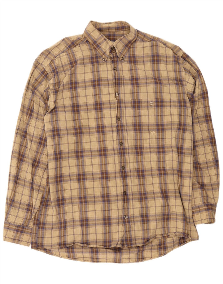Camisa De Franela Camel Hombre Cuadros Beige Medio