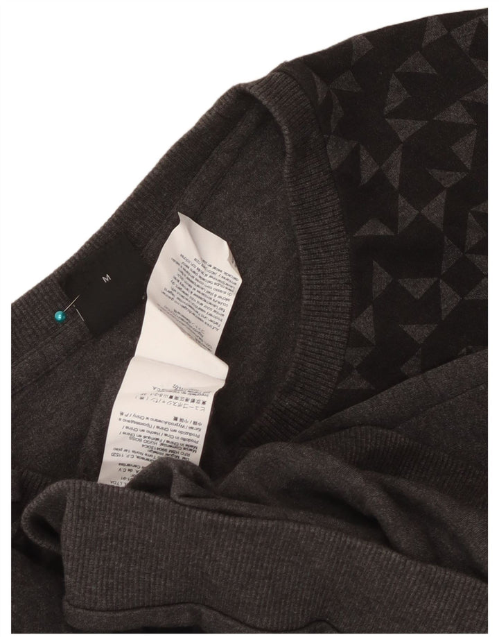 Hugo Boss Mujer Sudadera Jumper UK 14 Algodón Geométrico Gris Medio