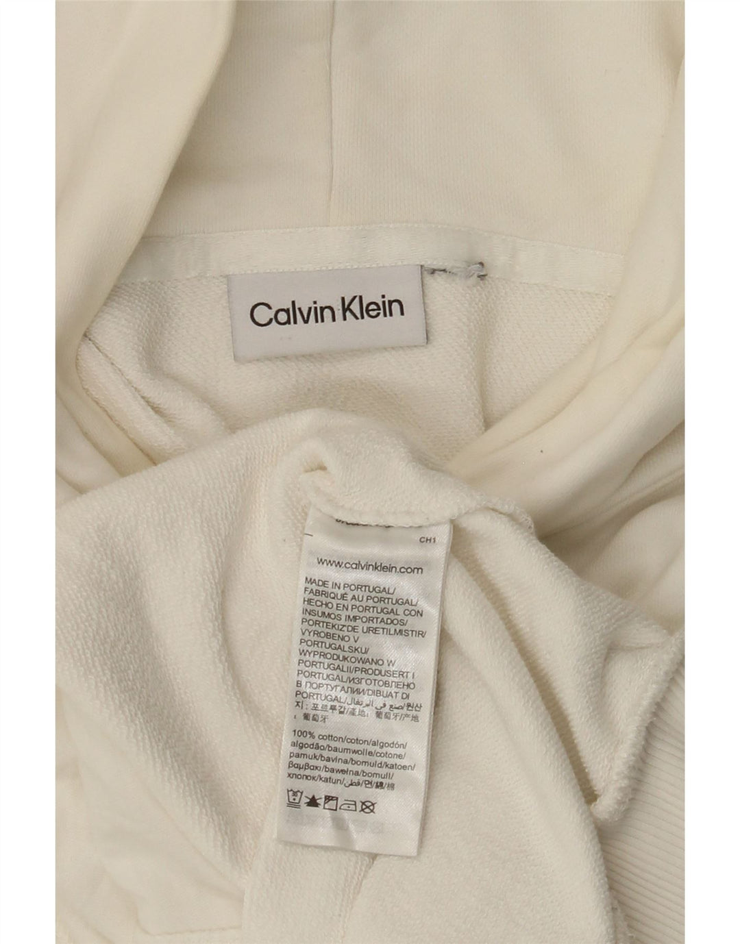 Calvin Klein Jersey con capucha gráfica para hombre 3XL Algodón blanco roto