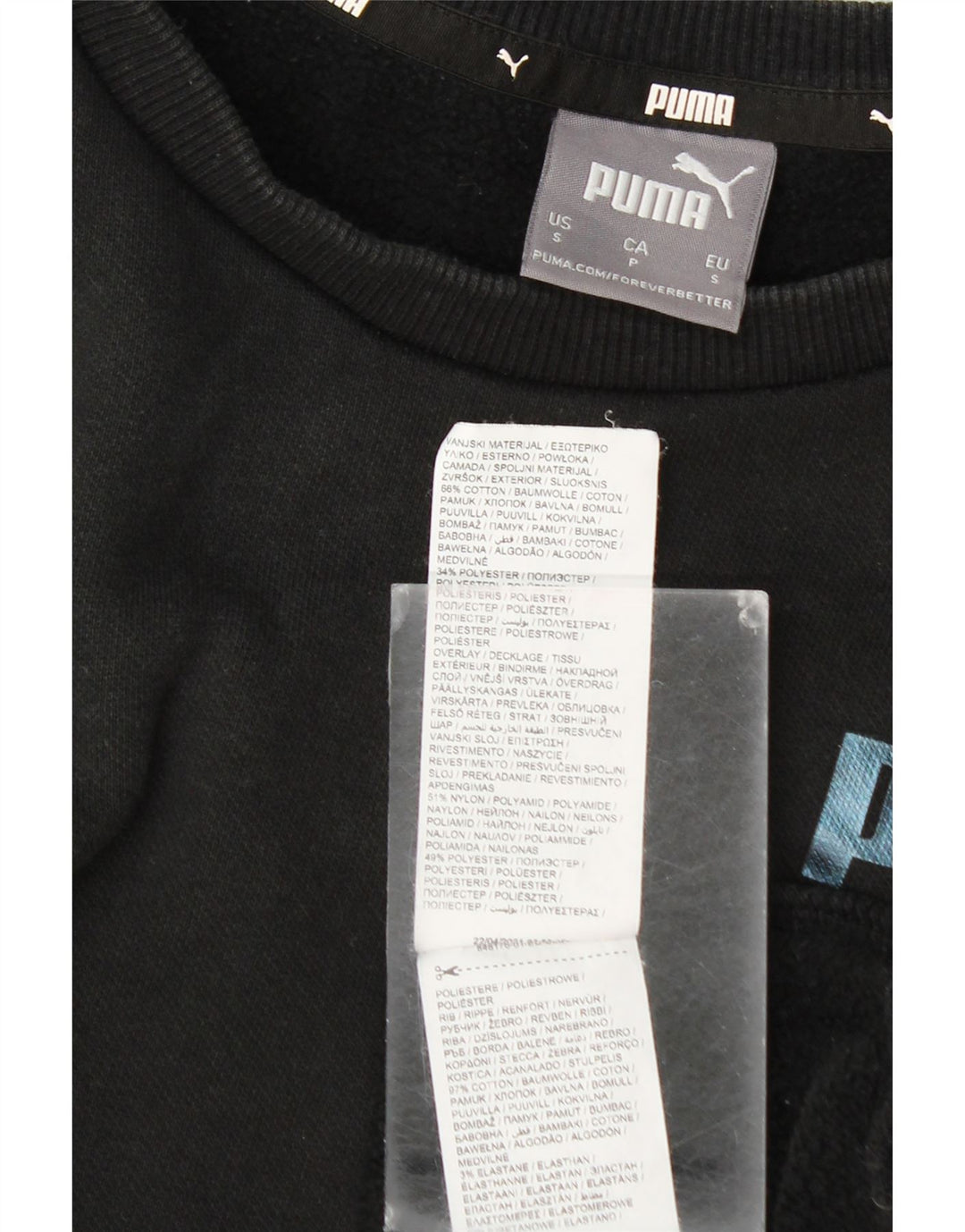 Puma Sudadera Estampada Con Estampado De Algodón Para Hombre Pequeño Negro Colorblock