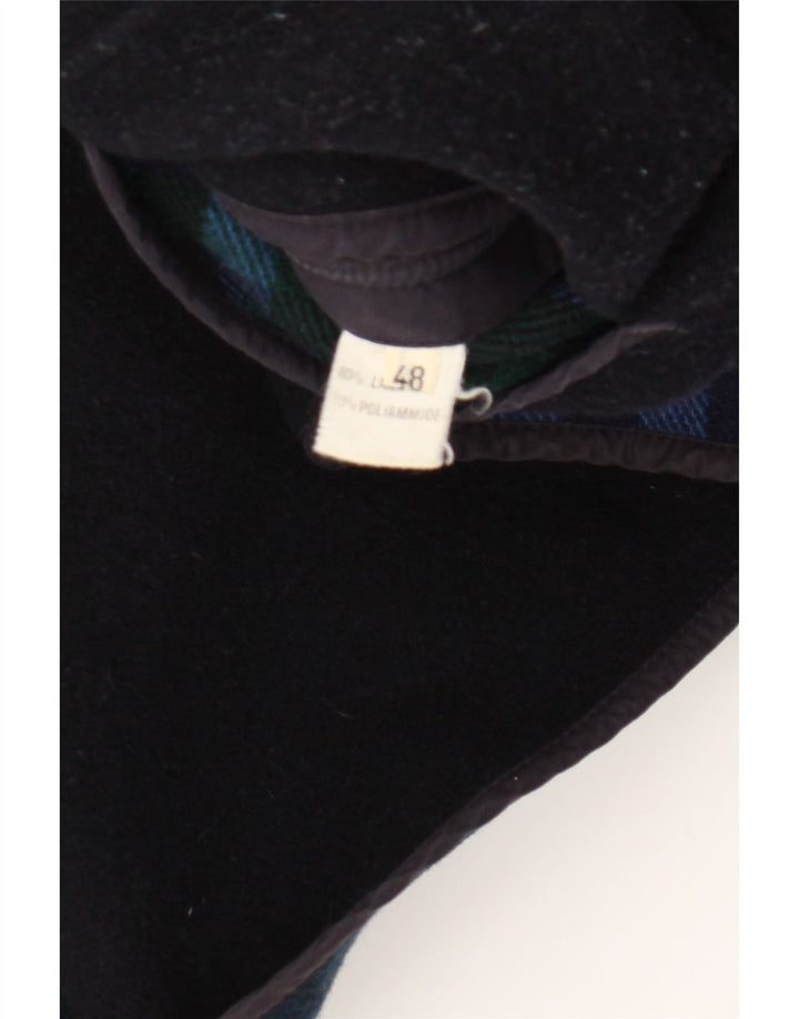 Abrigo vintage para mujer IT 48 XL Lana a cuadros azul marino