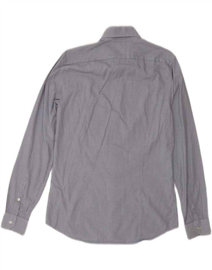 Camisa Reiss Hombre Slim Fit De Algodón Con Pata De Gallo Azul Medio