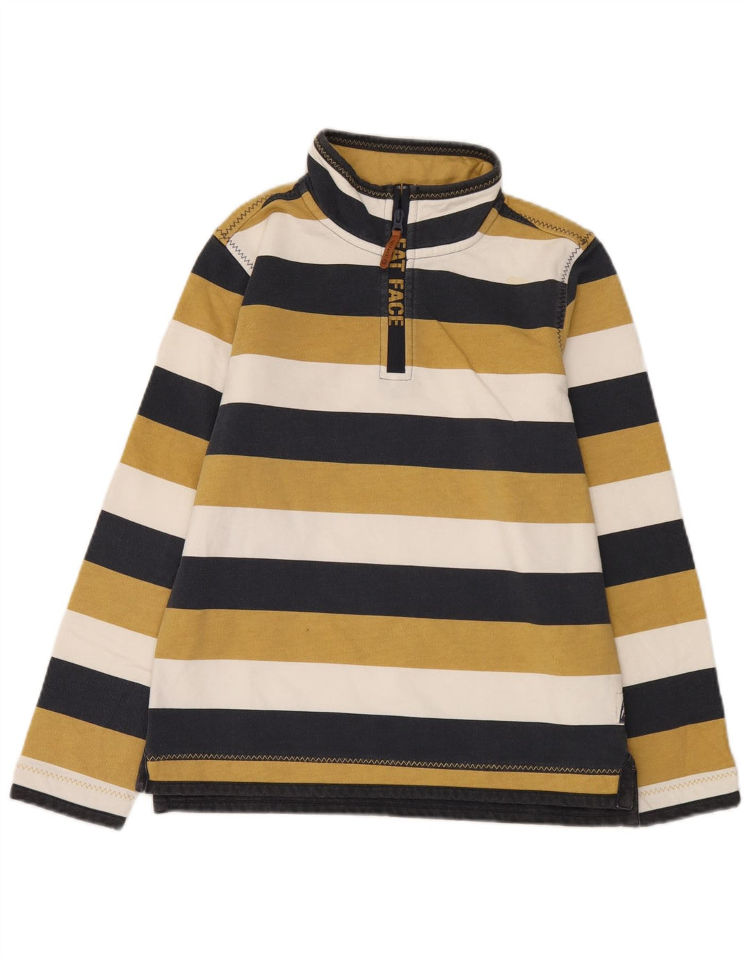 Fat Face Sudadera con cremallera y cuello para niños, jersey, 12-13 años, multicolor, a rayas