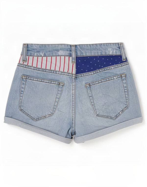 Topshop Shorts vaqueros gráficos con estampado de bloques de color azul XS W25 para mujer