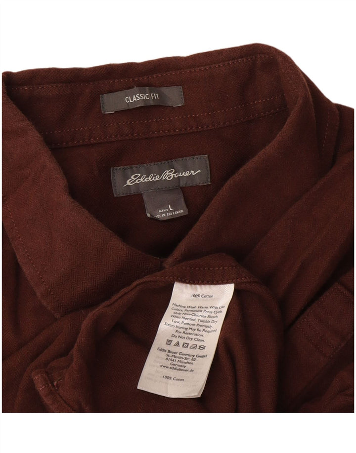 Eddie Bauer Camisa de franela de ajuste clásico para hombre, talla grande, marrón