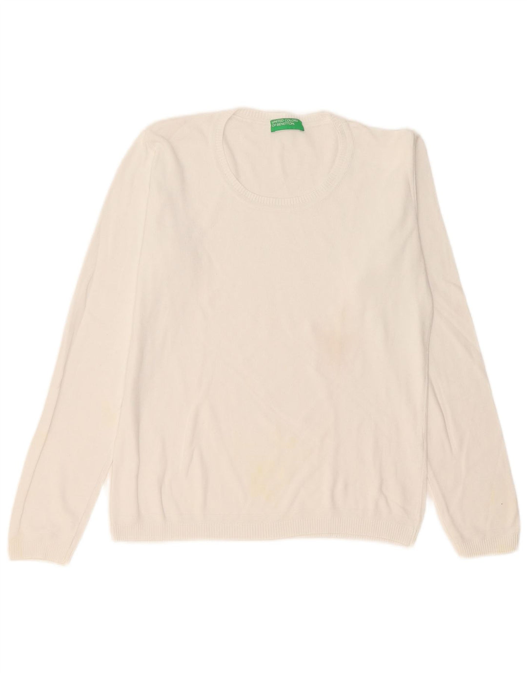 Benetton Jersey Con Cuello Barco Para Mujer UK 44 Mediano Blanco
