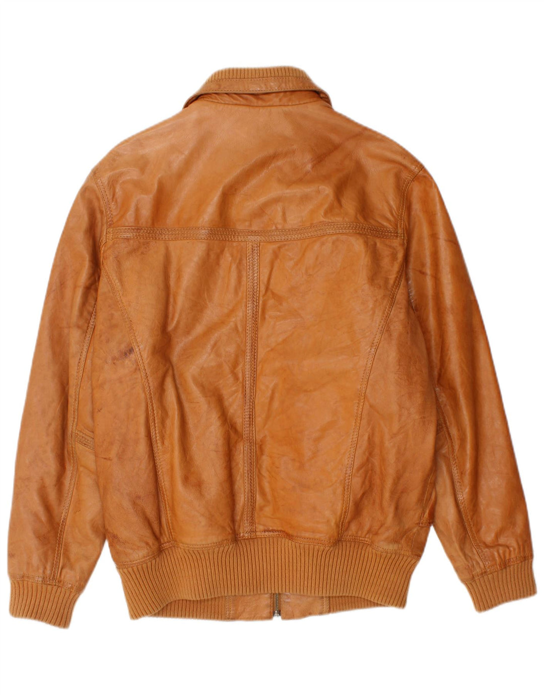 HEINE Mens Leather Jacket UK 36 Small Beige Leather