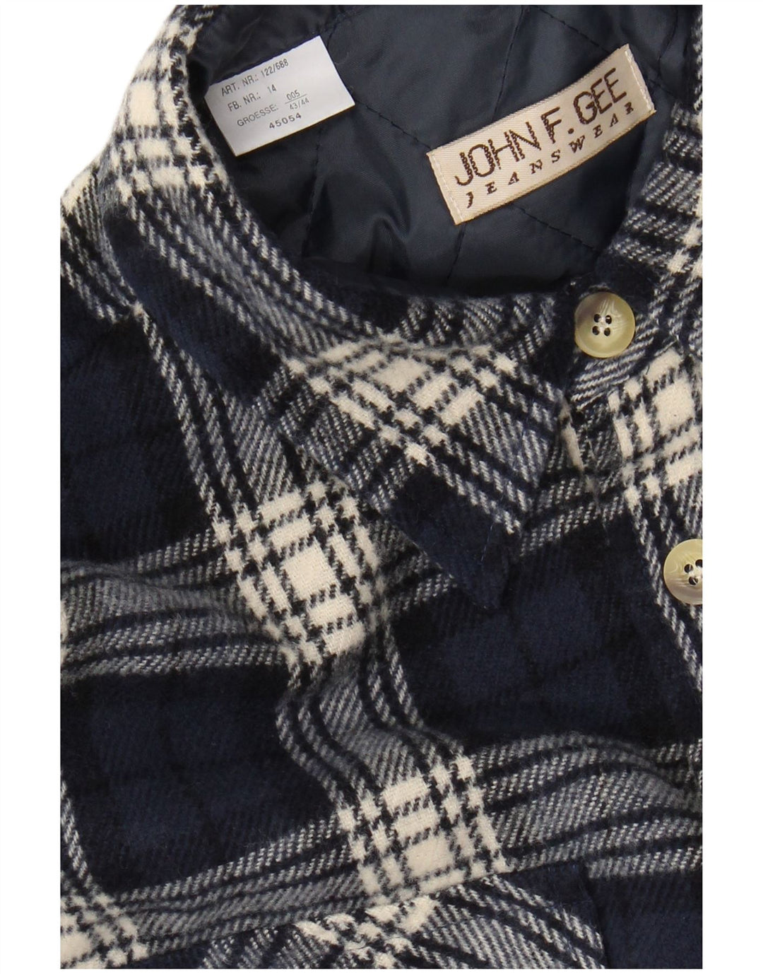 JOHN F GEE Camisa de franela de leñador para hombre Talla 43/44 XL Cuadros azul marino