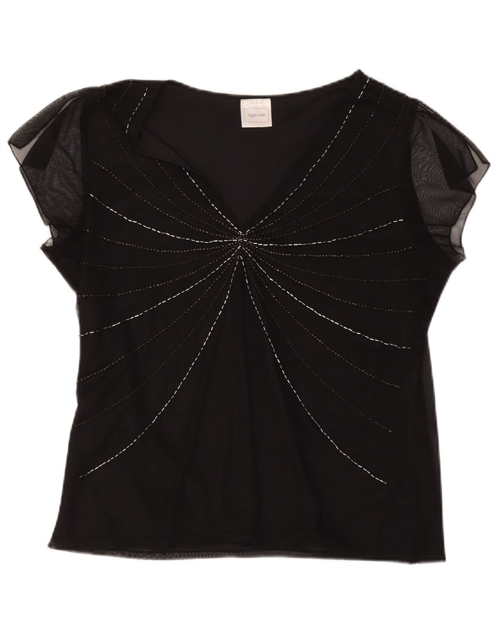 Agenda Blusa para Mujer Top UK 46 Grande Poliéster Negro