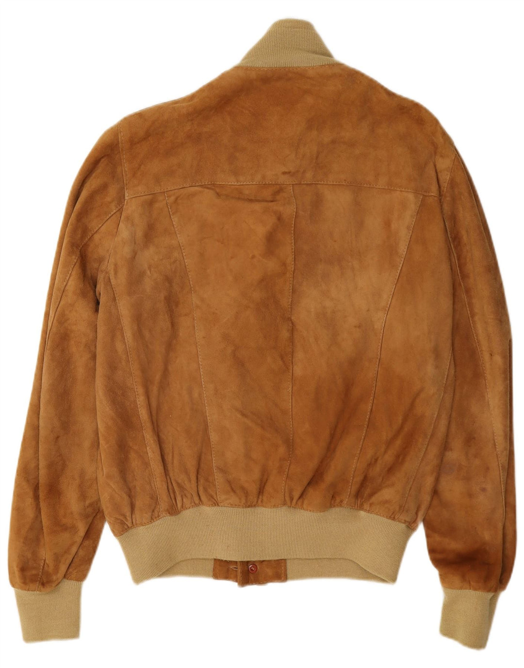 Chaqueta bomber vintage de ante para hombre IT 48 Cuero color block beige medio