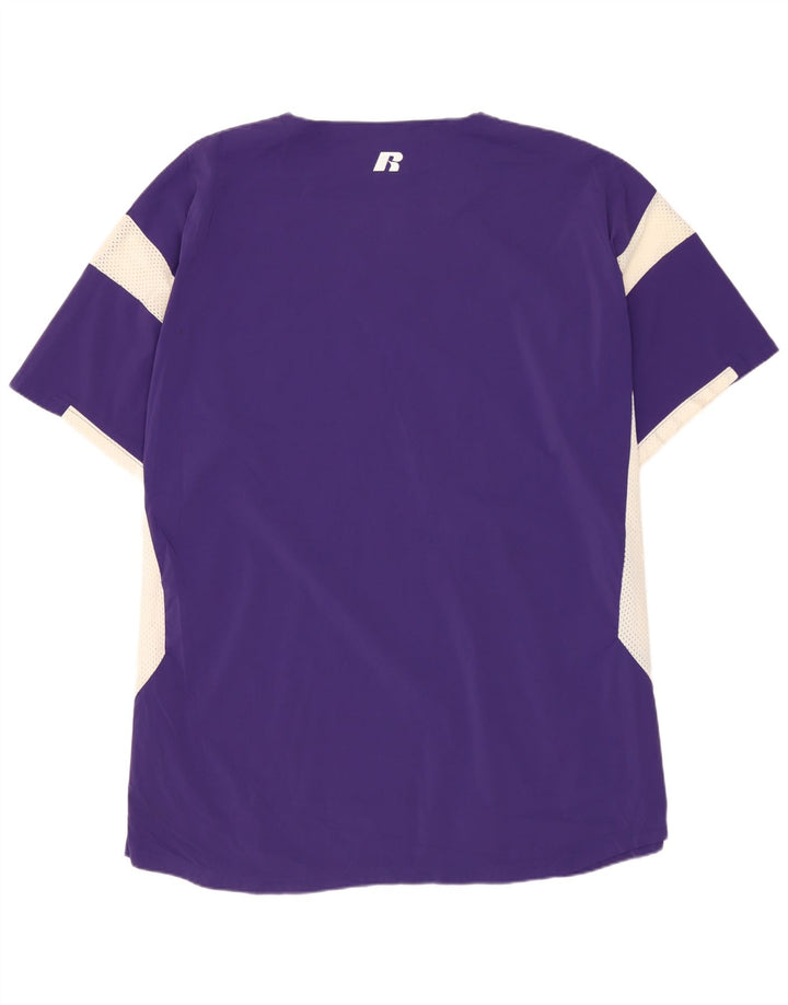 RUSSELL ATHLETIC Camiseta para hombre Top Large Púrpura Colorblock Nylon