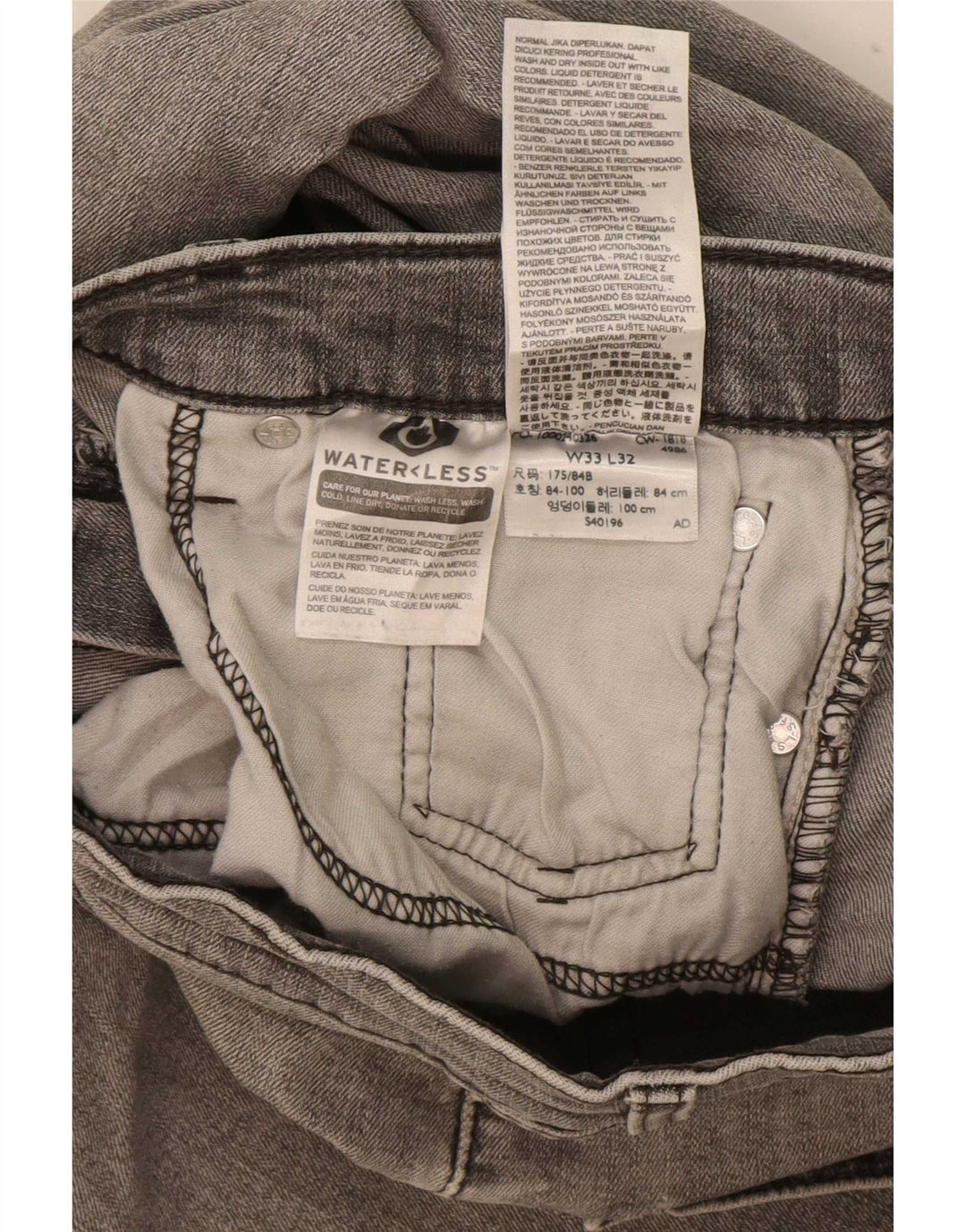 Levi's Hombre 511 Slim Jeans W33 L32 Algodón Gris