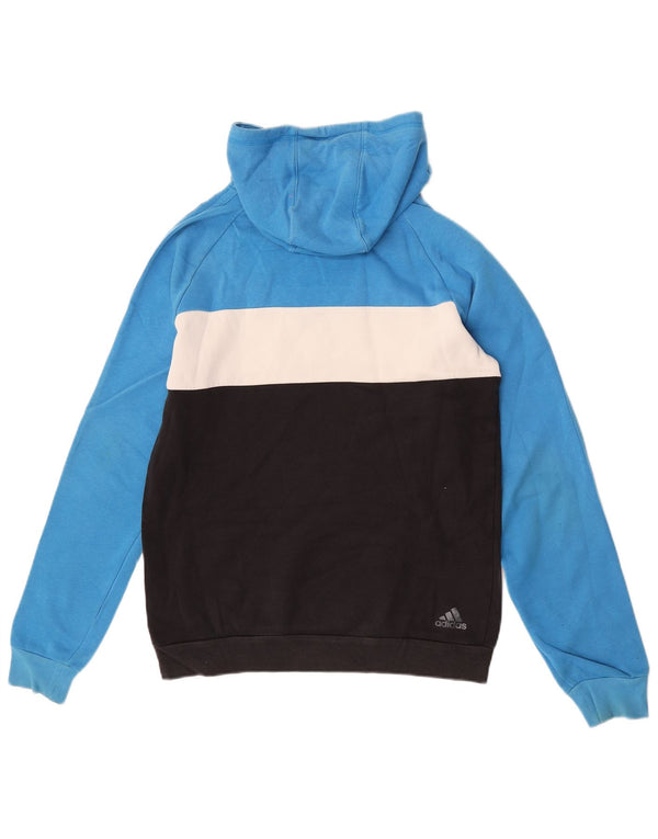 Adidas Hombre Sudadera Con Capucha Gráfica Jersey De Algodón Colorblock Azul Medio