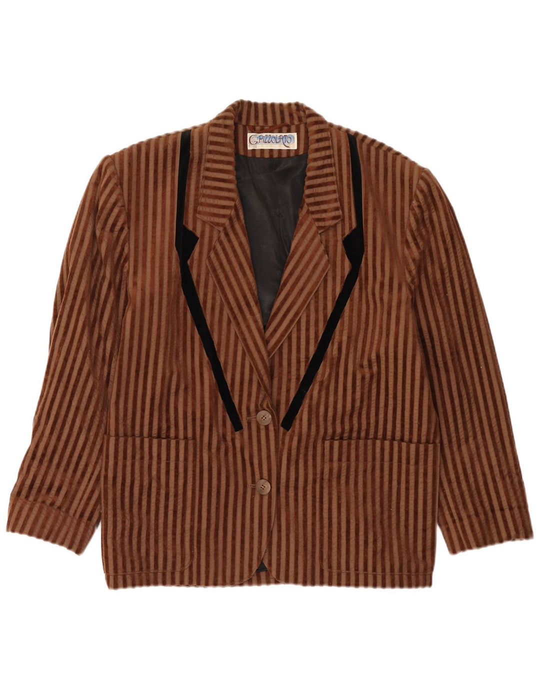 Vintage mujer 2 botones chaqueta blazer de gran tamaño EU 40 marrón medio rayas