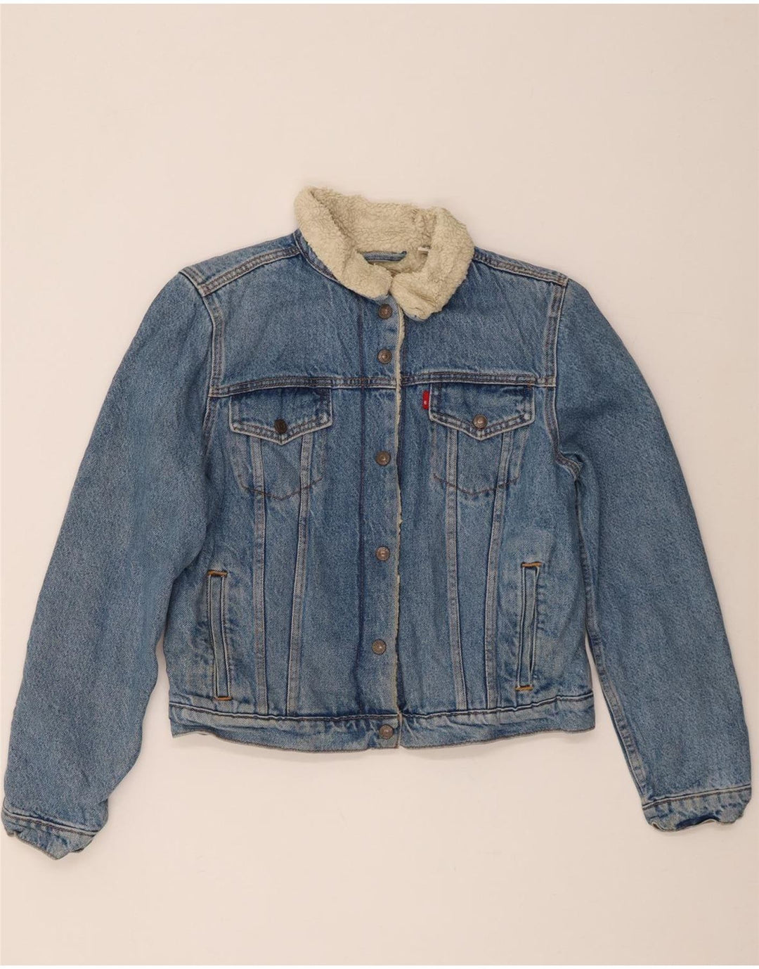 Levi's Chaqueta Sherpa Vaquera para Mujer Reino Unido 44 Grande Algodón Azul