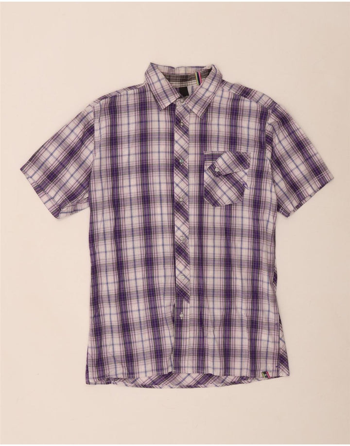 Rip Curl Hombre Camisa De Manga Corta De Algodón A Cuadros Morado Medio